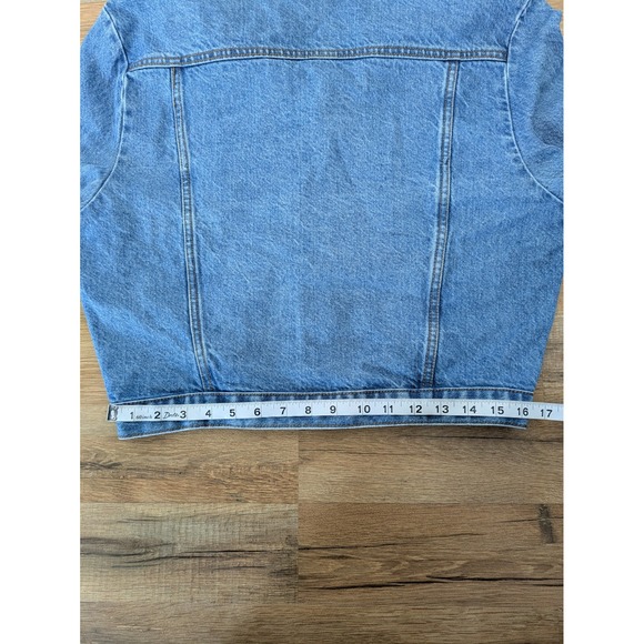 Vtg Concepts Denim Jacket Women's L 80s 90s Romantic Ruffle Trim Crop Western - Picture 7 of 8